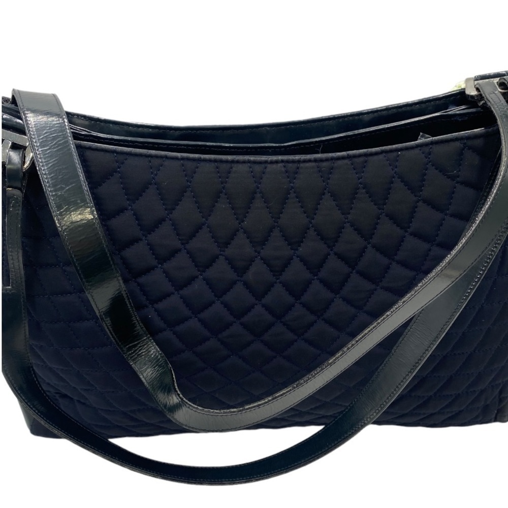 Bally Vintage Y2k‎ Blue Quilted Fabric and Leather Shoulder Bag, Black Lining